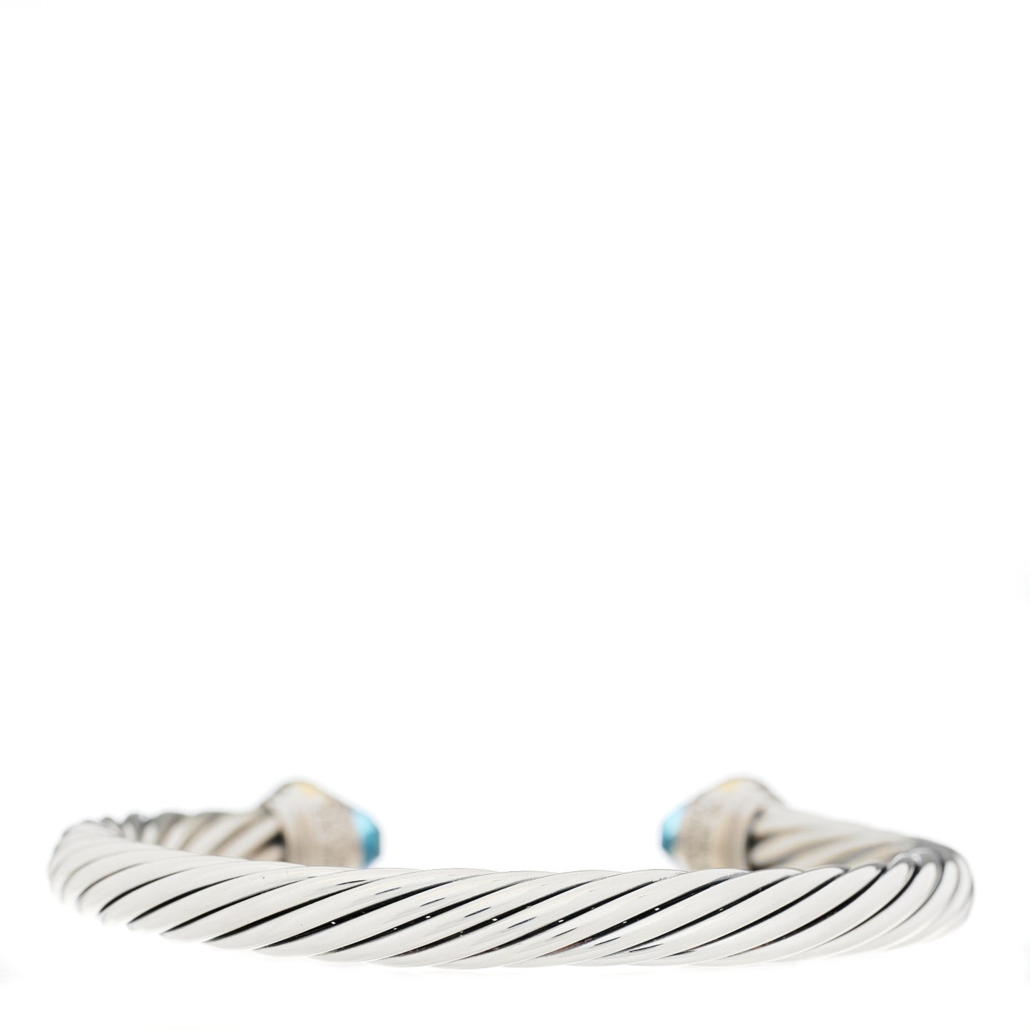 Sterling Silver 14K Yellow Gold Blue Topaz 7mm Cable Classics Bracelet