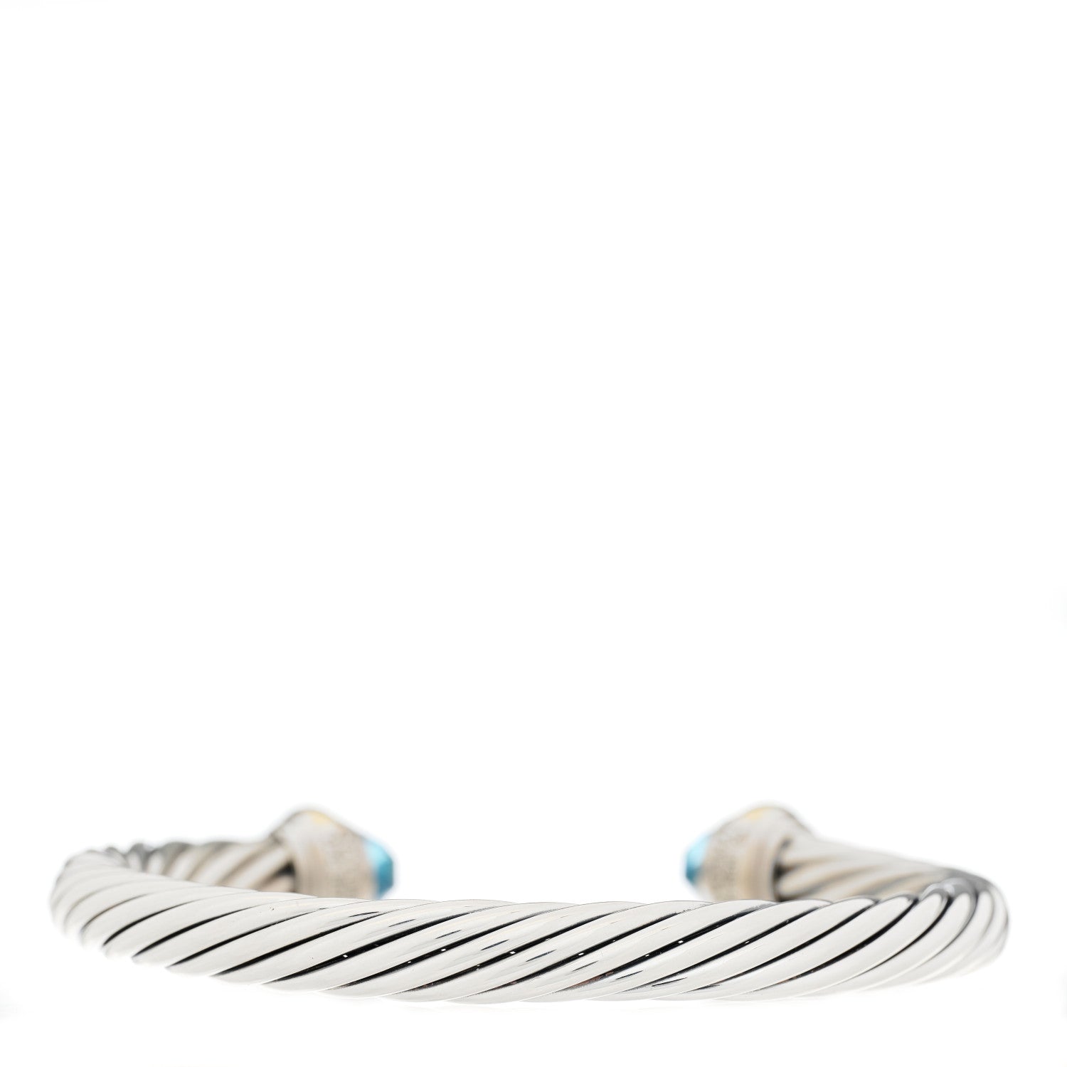 David Yurman Sterling Silver 14K Yellow Gold Blue Topaz 7mm Cable Classics Bracelet 2 of 6