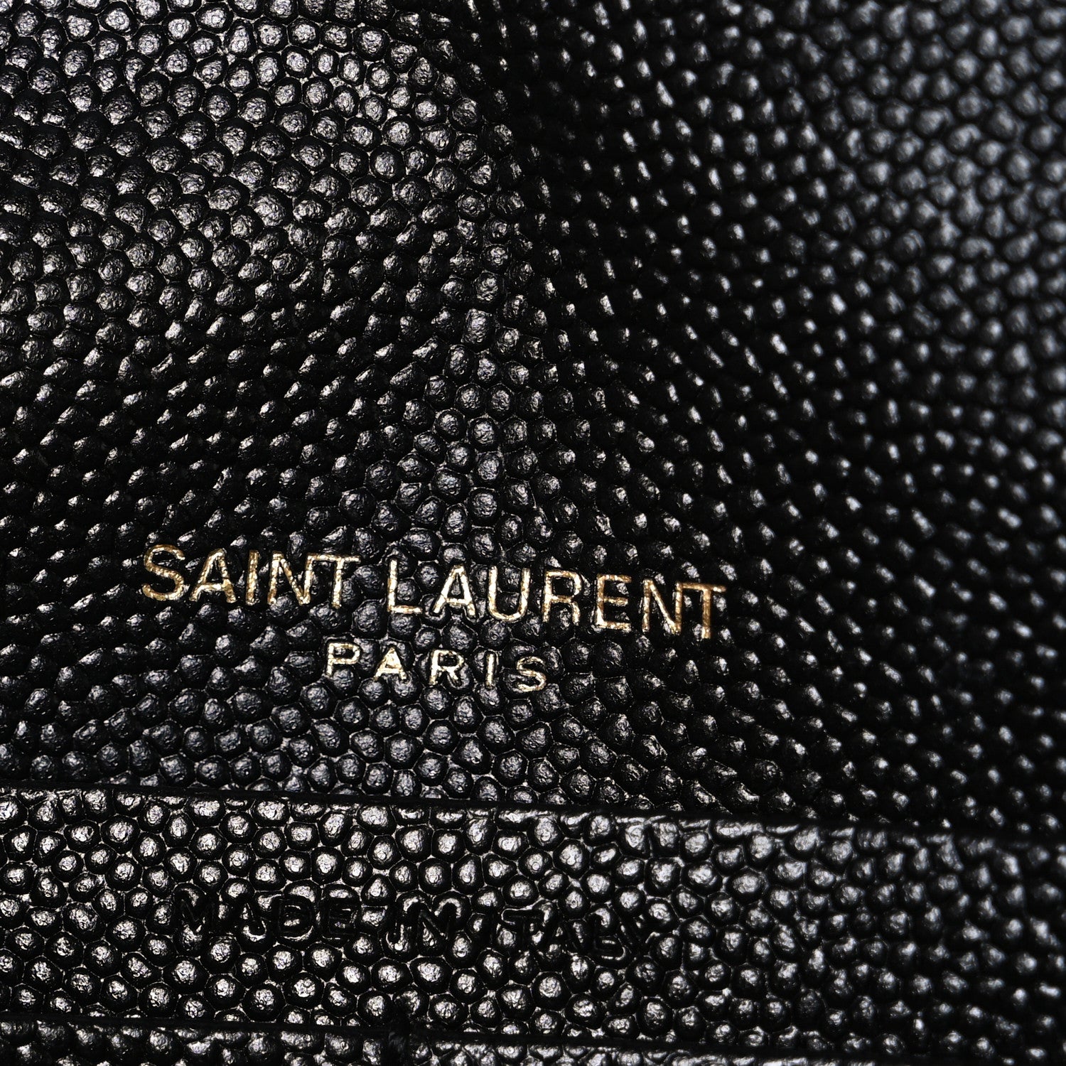 Saint Laurent Grain De Poudre Matelasse Chevron Monogram Envelope Chain Wallet Black 5 of 9