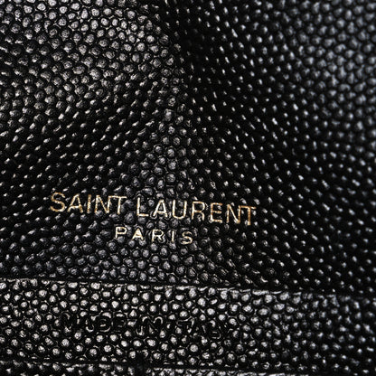 Saint Laurent Grain De Poudre Matelasse Chevron Monogram Envelope Chain Wallet Black 5 of 9