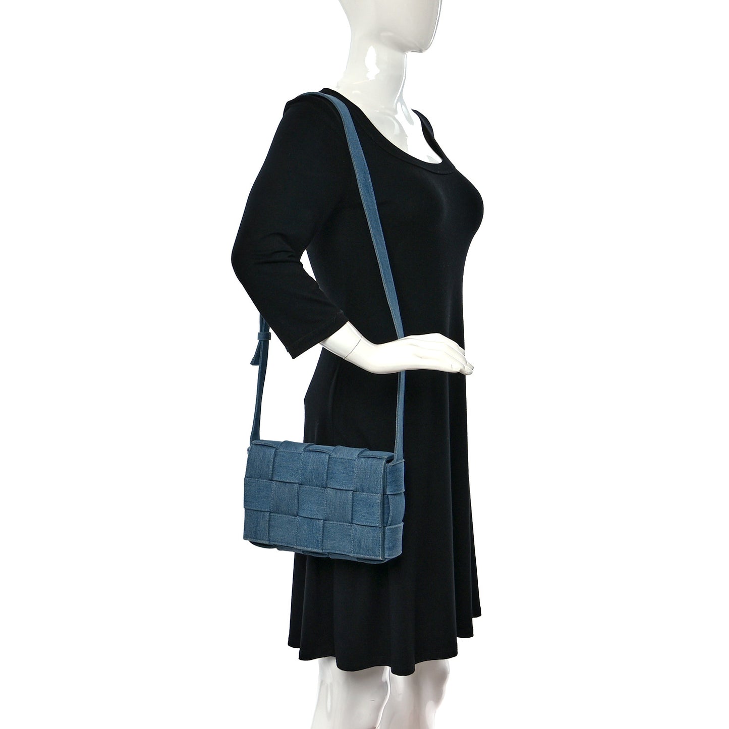 Denim Maxi Intrecciato Cassette Crossbody Bag Washed Indigo