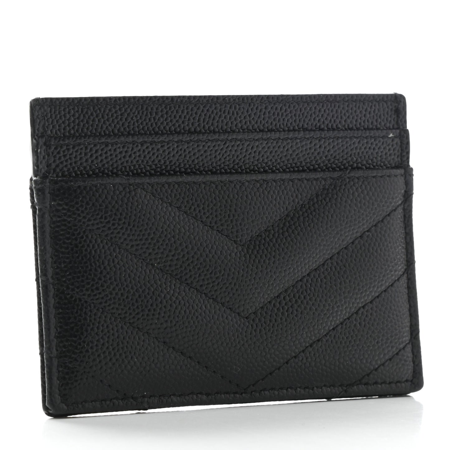 Grain De Poudre Matelasse Chevron Monogram Credit Card Case Black