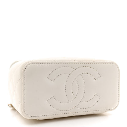 Chanel Lambskin Quilted Pearl Crush Small Vanity Case With Chain White 4 of 13