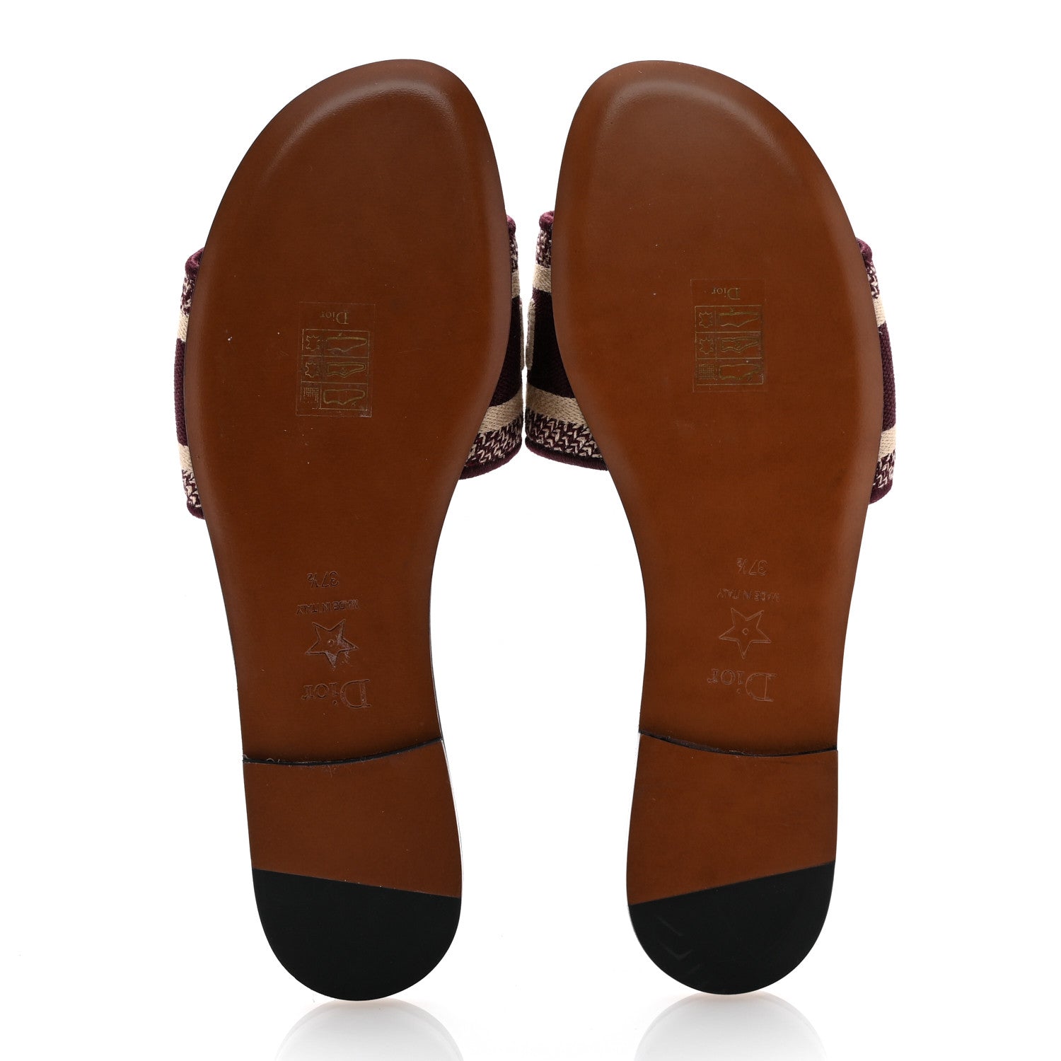 Christian Dior Canvas Embroidered Dway Mules Slide Sandals 37.5 Burgundy 6 of 9