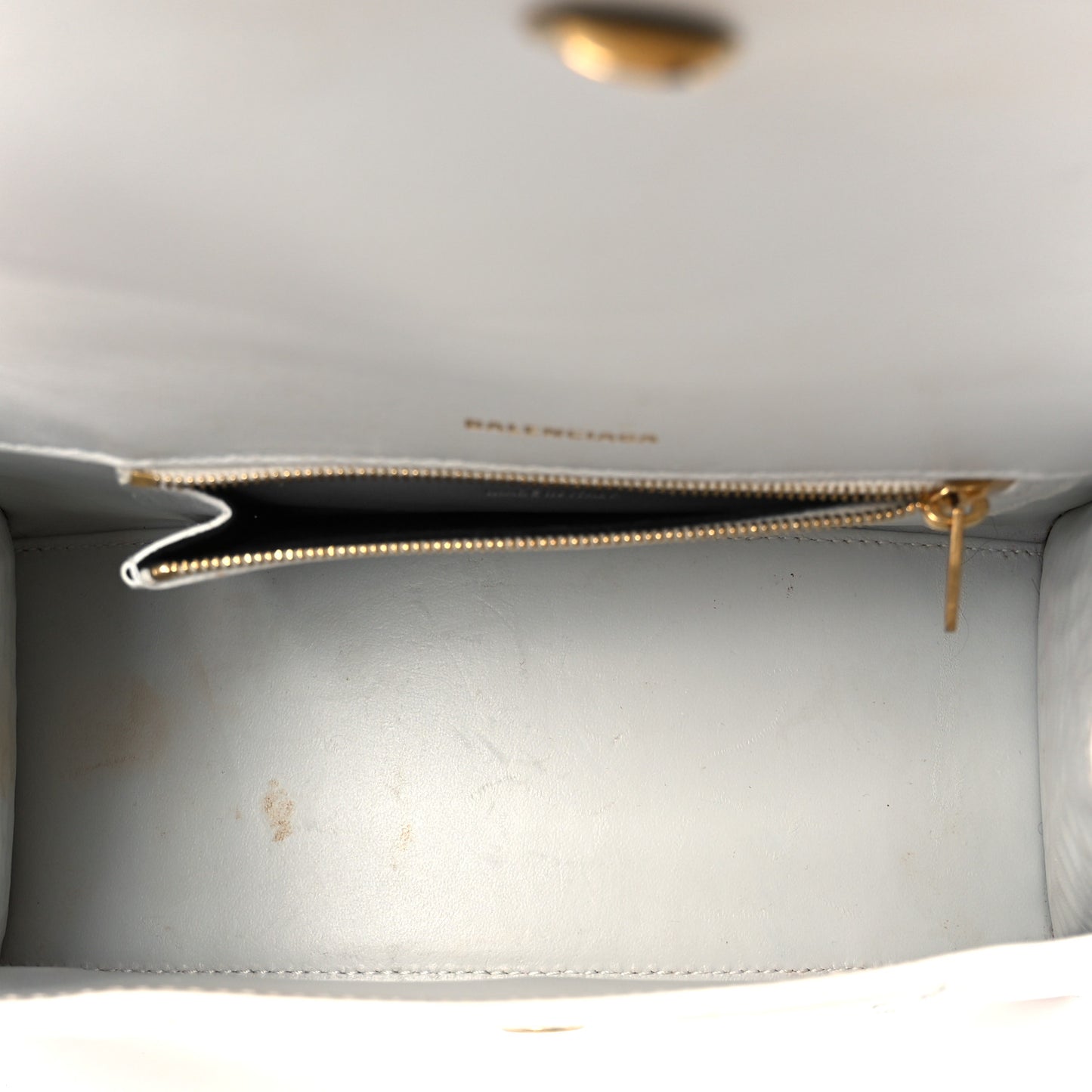 Calfskin Crocodile Embossed Small Hourglass Top Handle Bag White