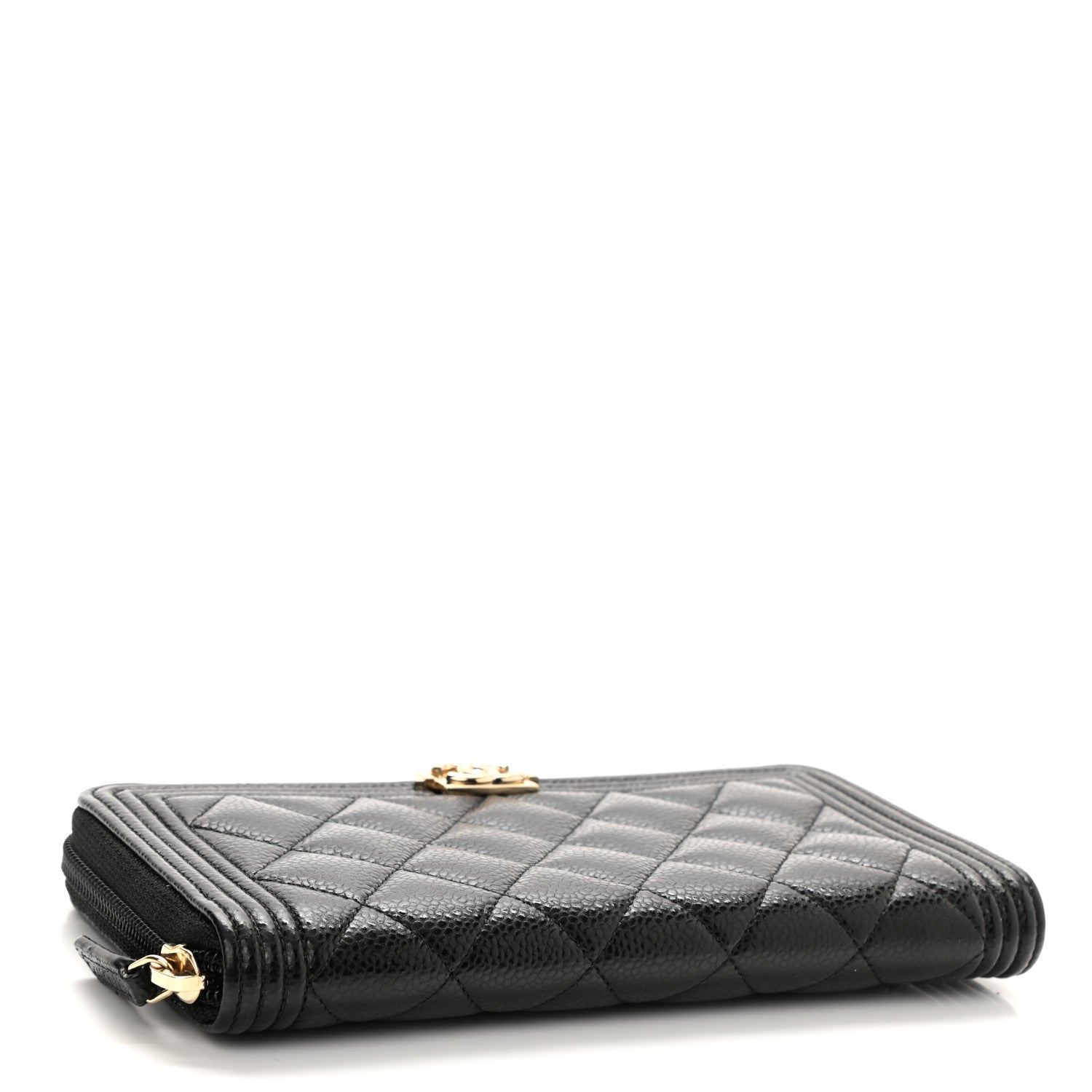 Chanel Caviar Quilted Boy Long Zip Around Wallet Black 4 of 9