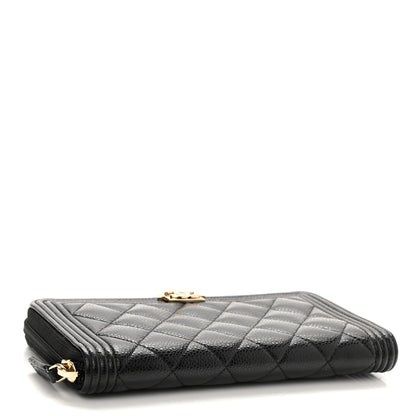 Chanel Caviar Quilted Boy Long Zip Around Wallet Black 4 of 9