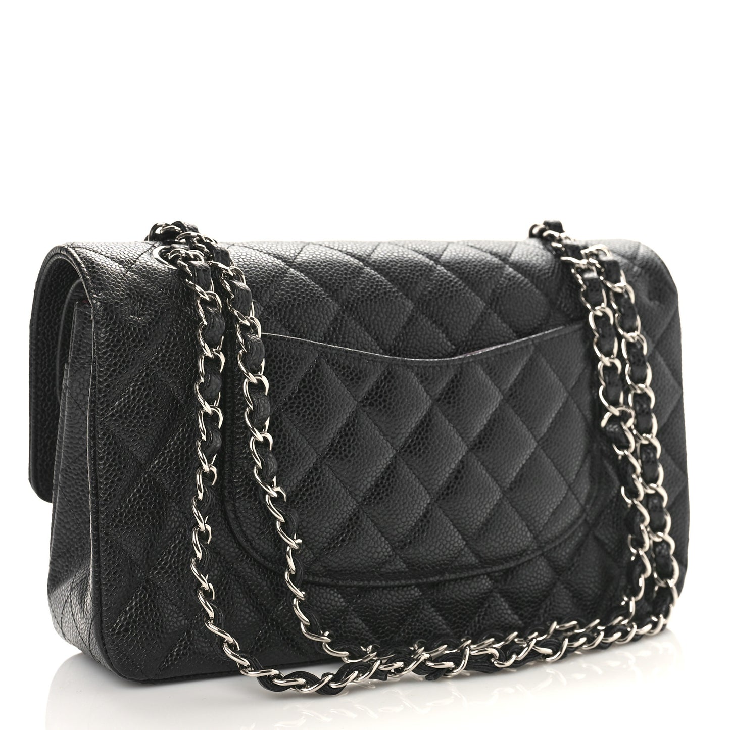 Caviar Quilted Medium Double Flap Black