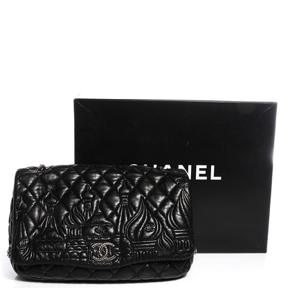Chanel Lambskin Quilted Paris Moscou Red Square Flap Black 5 of 8