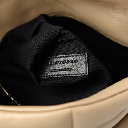 Saint Laurent Lambskin Quilted Medium Loulou Puffer Monogram Chain Satchel Dark Beige 9 of 10