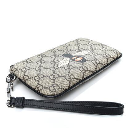 Gucci GG Supreme Monogram Bee Print Wrist Pouch Black 3 of 9