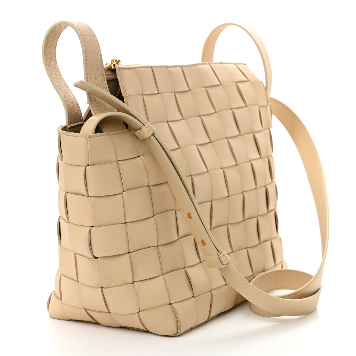 Lambskin Maxi Intrecciato Bowling Cassette Shoulder Bag Porridge