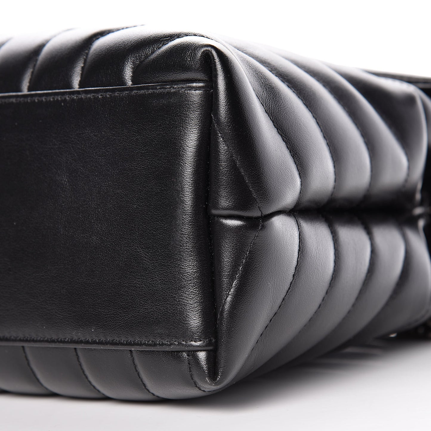 Calfskin Y Quilted Monogram Medium Loulou Chain Satchel Black