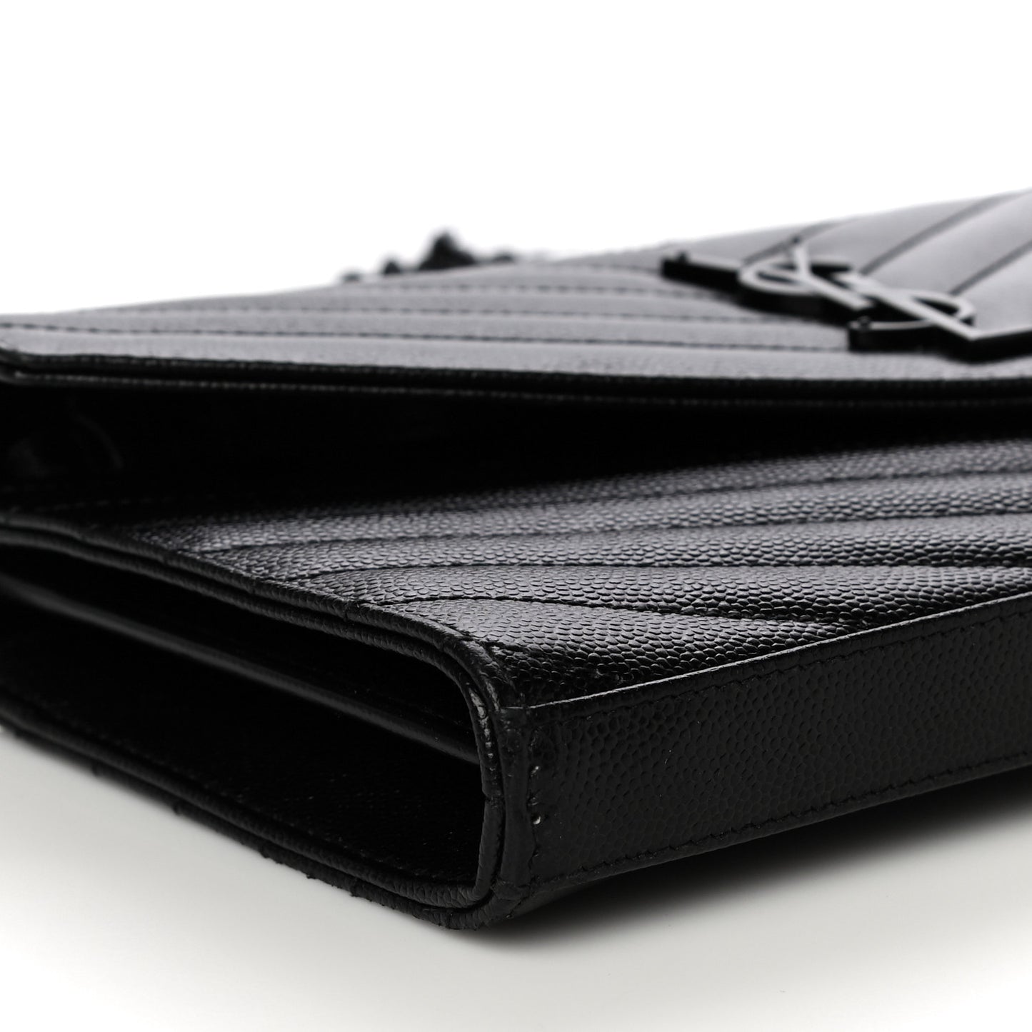 Grain De Poudre Matelasse Chevron Monogram Chain Wallet Black