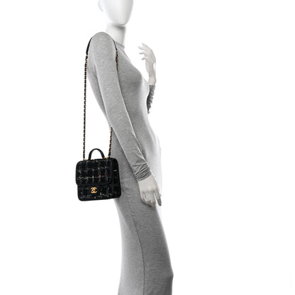 Chanel Tweed Calfskin School Memory Mini Top Handle Flap Black White Red Green Beige 2 of 11