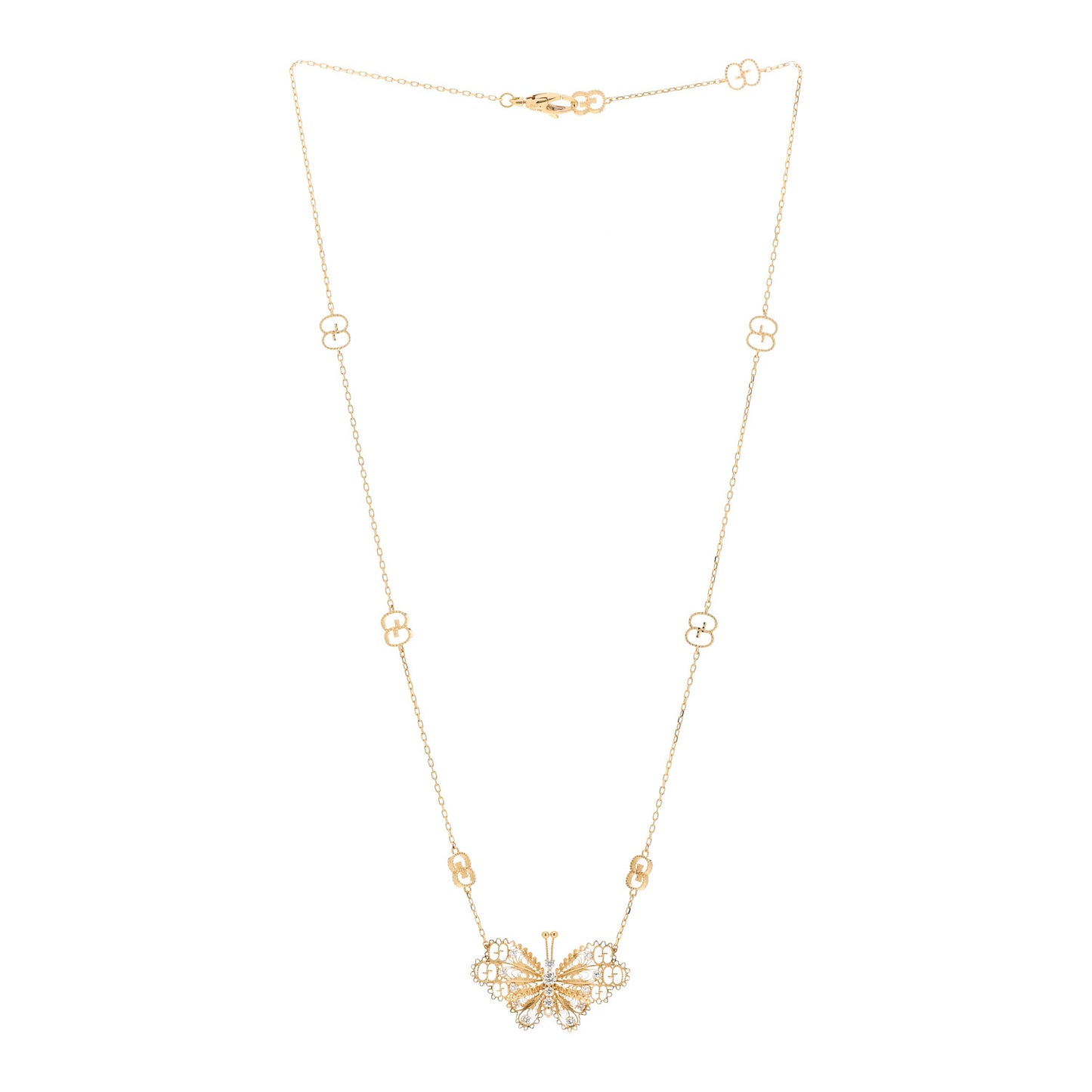 18K Yellow Gold Diamond Le Marche Des Merveilles Butterfly Necklace