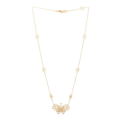 Gucci 18K Yellow Gold Diamond Le Marche Des Merveilles Butterfly Necklace 3 of 5