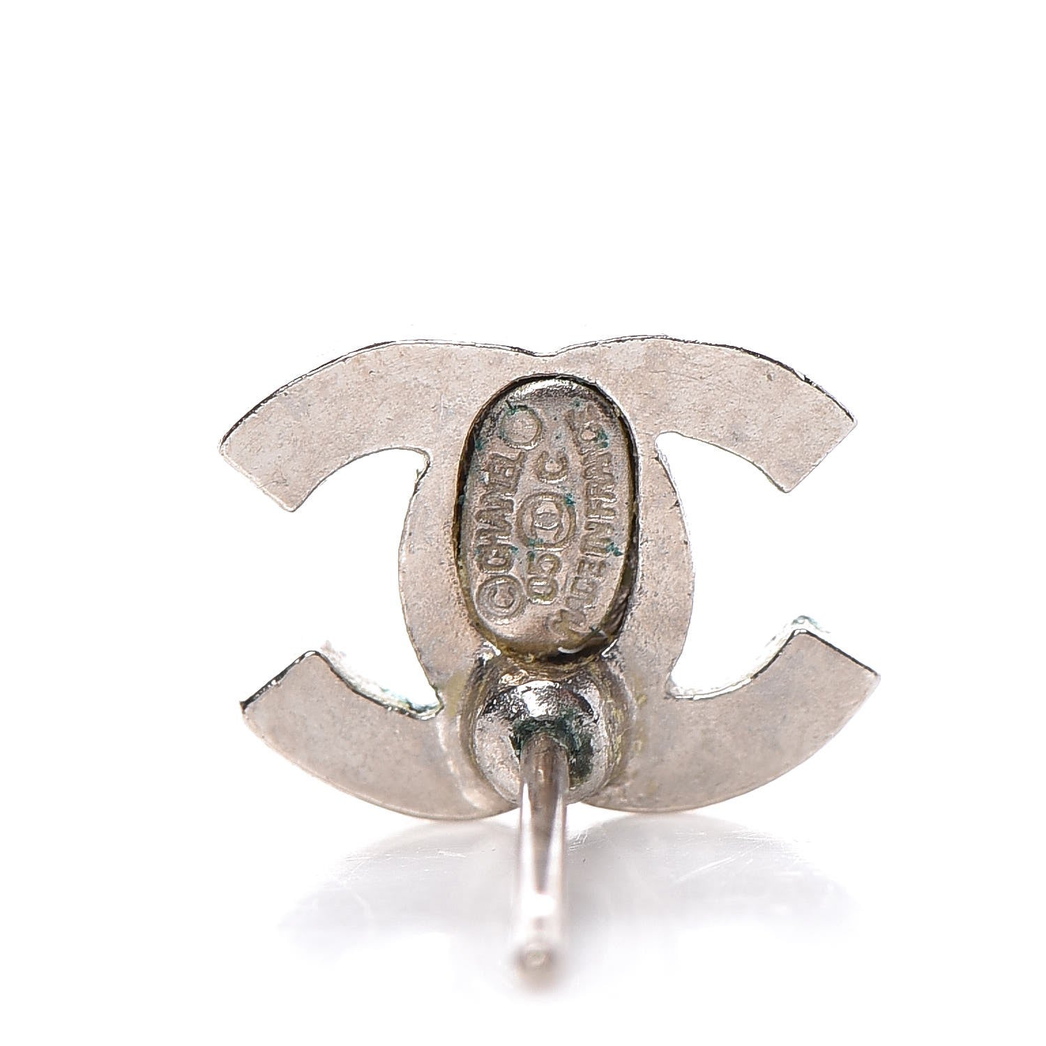 Chanel Crystal Mini Timeless CC Earrings Silver 3 of 4