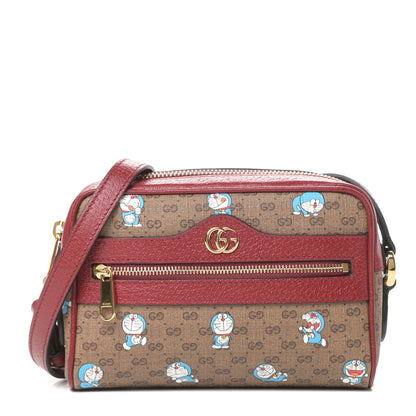 Gucci X DORAEMON Mini Vintage GG Supreme Monogram Camera Bag Beige Cherry Red 1 of 12