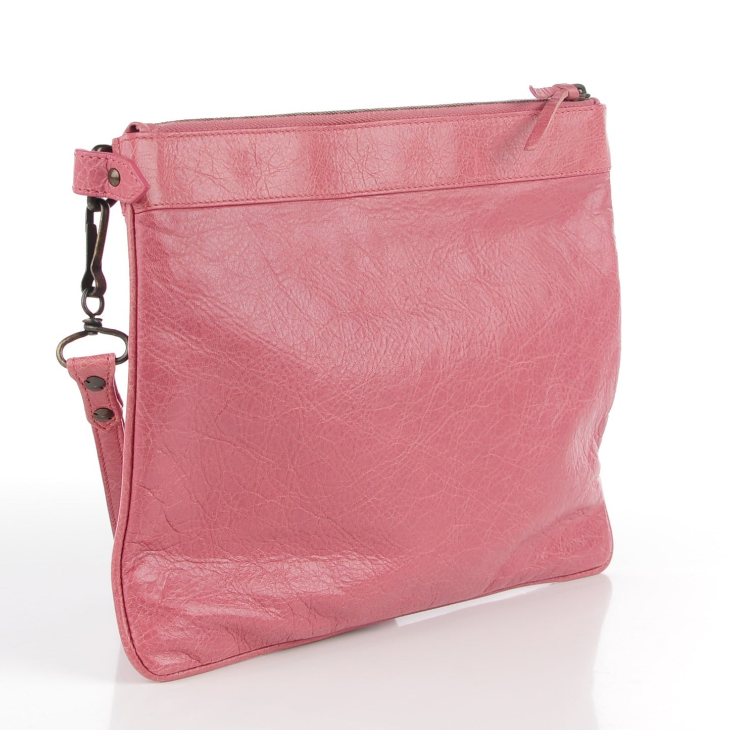 Agneau Classic Hardware Flat Handle Clutch Rose Bruyere