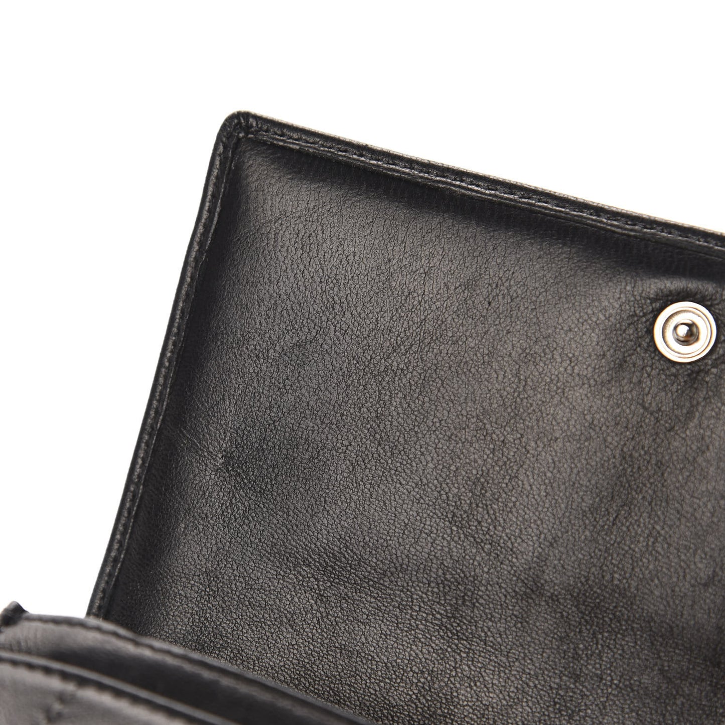 Lambskin Vertical Quilted Mademoiselle Compact Wallet Black