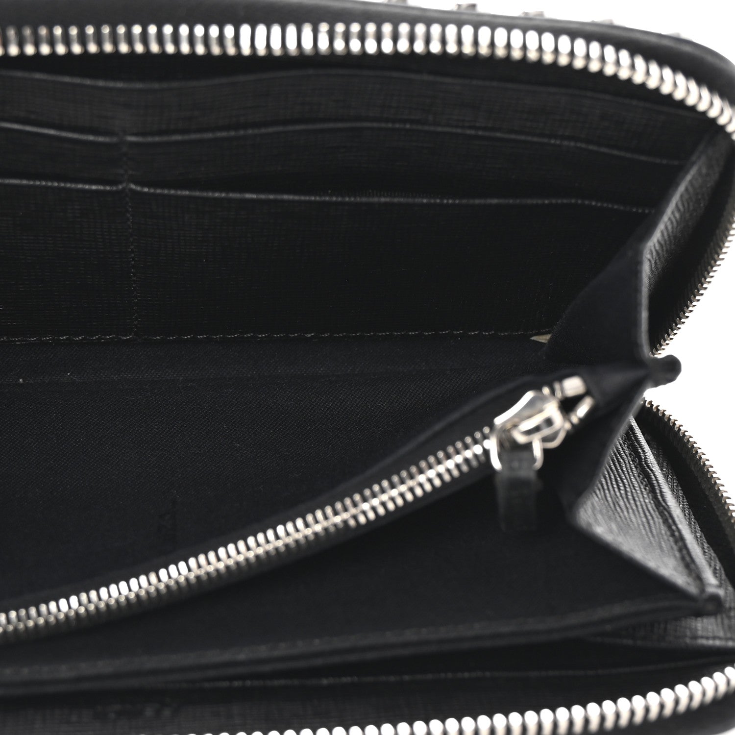 Fendi Vitello Elite Mink Fur Studded Karlito Zip Around Wallet Black 5 of 8