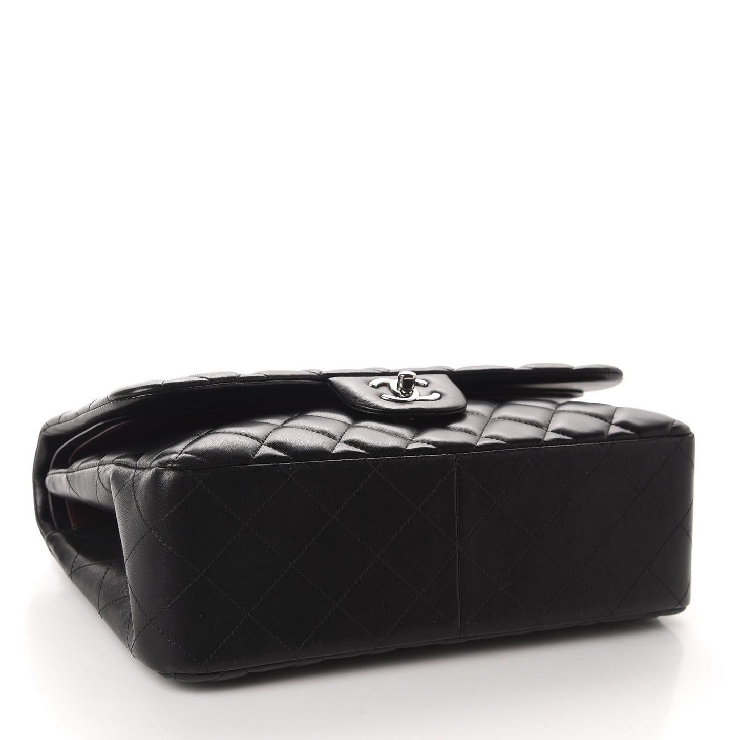Lambskin Quilted Jumbo Double Flap Black