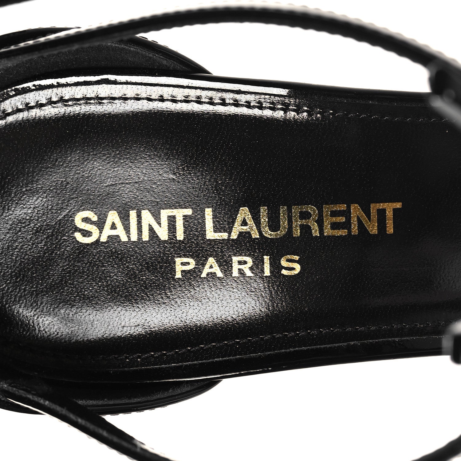 Saint Laurent Patent Cassandra 100 Ankle Strap Sandals 39 Black 9 of 10
