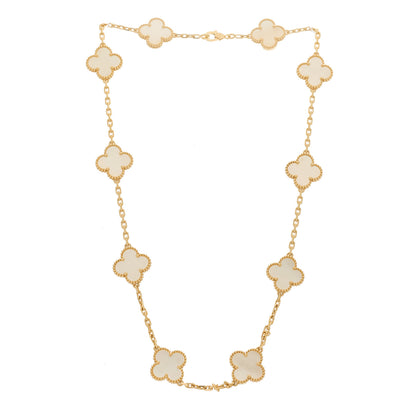Van Cleef & Arpels 18K Yellow Gold Mother of Pearl 10 Motifs Vintage Alhambra Necklace 3 of 7