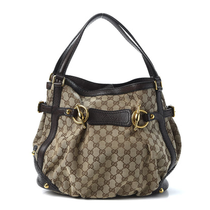 Gucci Monogram Medium Jockey Tote Dark Brown 1 of 9