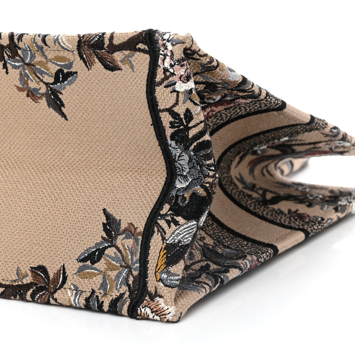 Canvas Embroidered Jardin D'Hiver Medium Book Tote Beige Multicolor