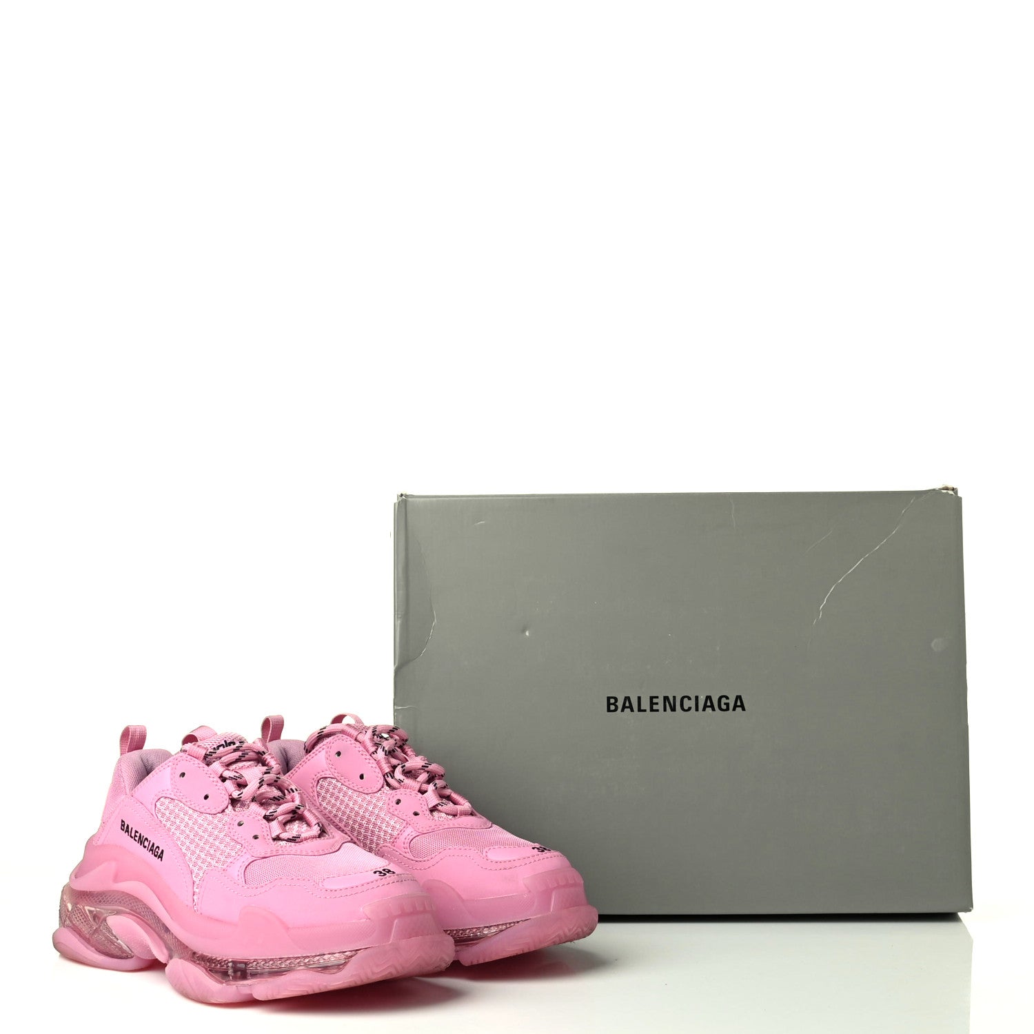 Balenciaga Fabric Mesh Clear Sole Womens Triple S Sneakers 38 Pink 12 of 12
