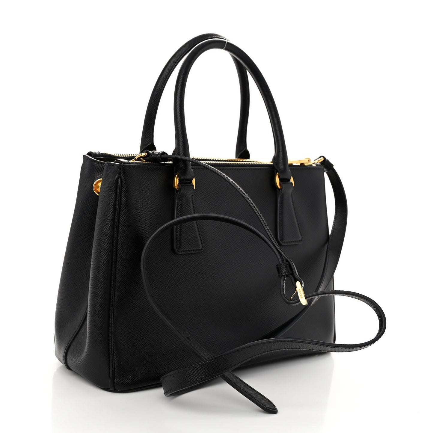 Saffiano Small Galleria Double Zip Tote Black