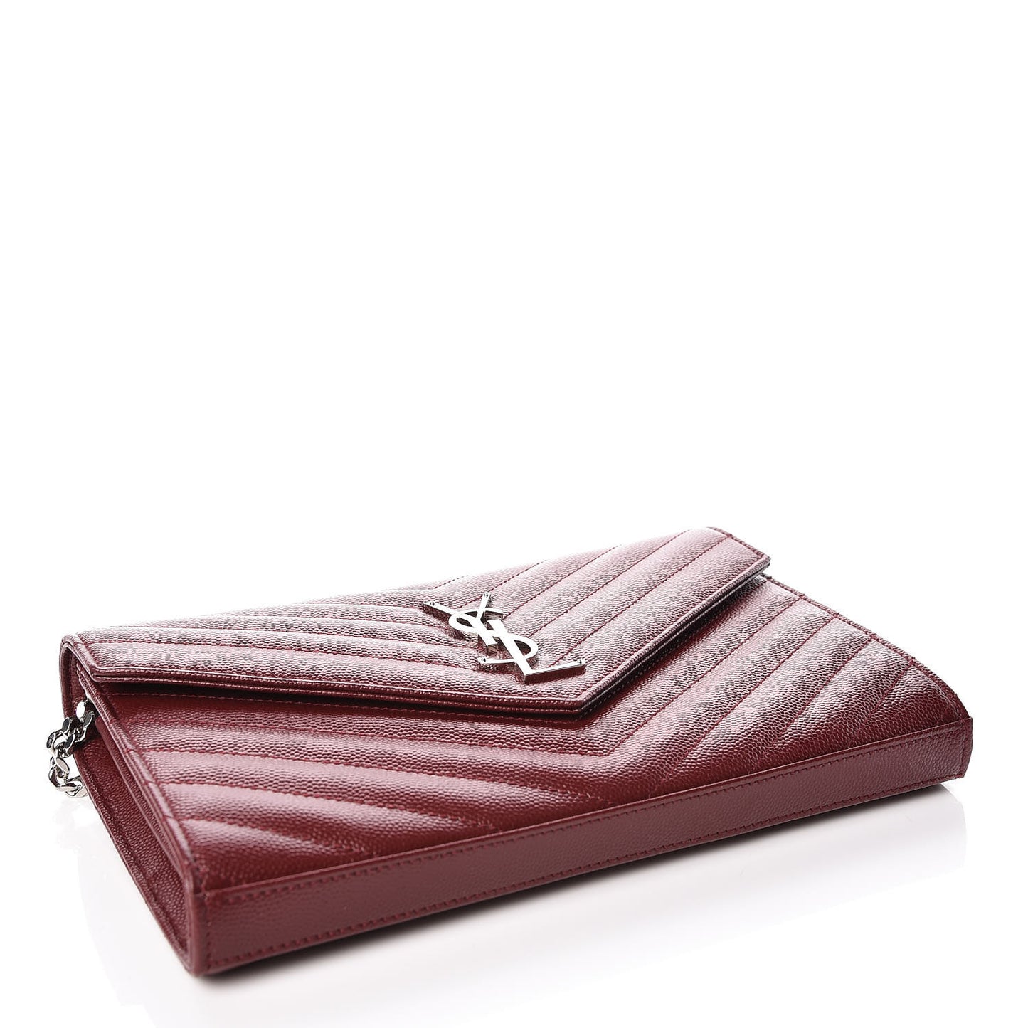Grain De Poudre Matelasse Chevron Monogram Chain Wallet Palissandre