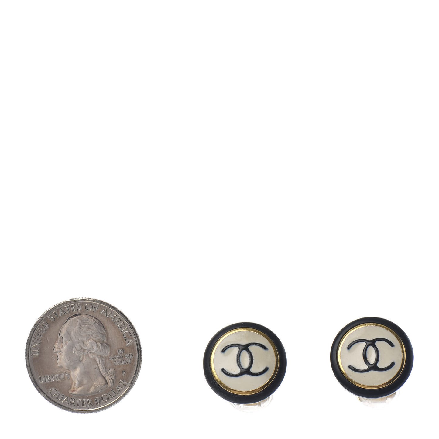 Resin CC Clip On Earrings Black White