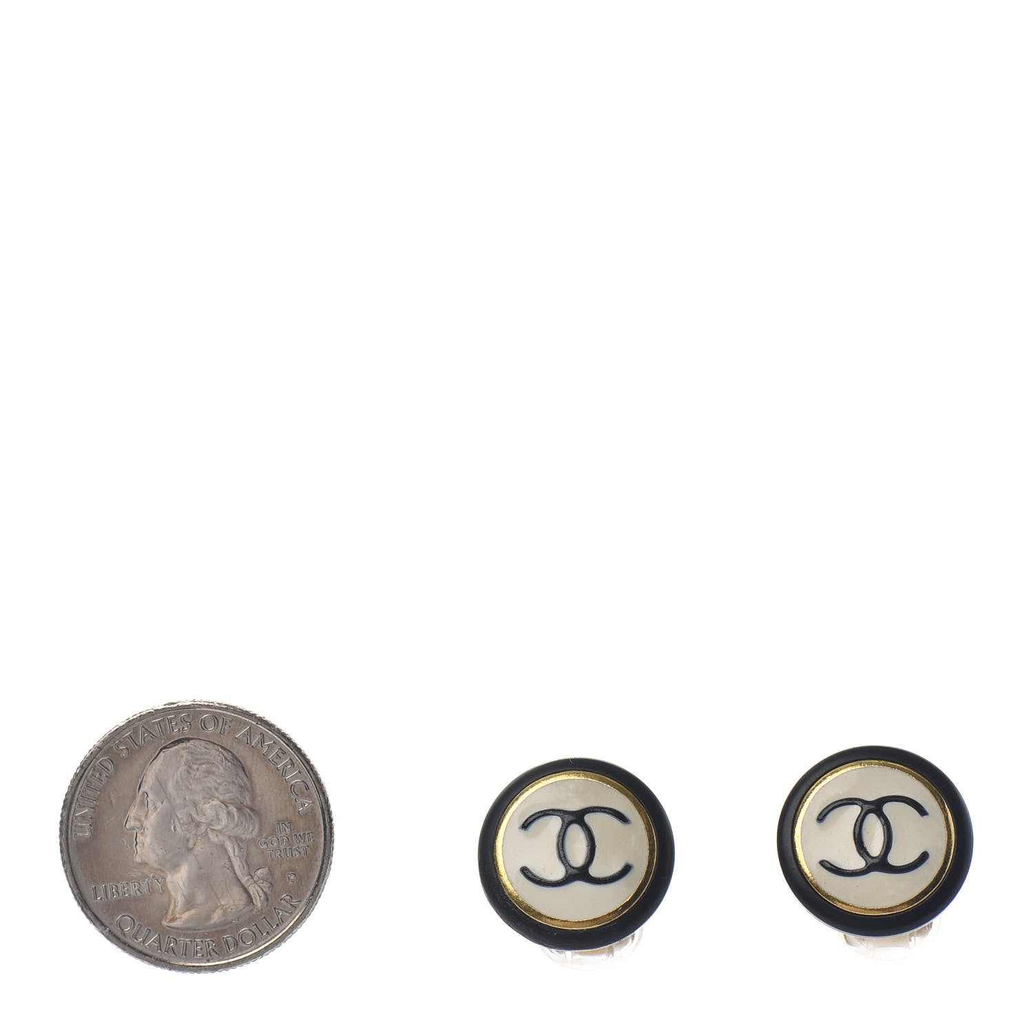 Chanel Resin CC Clip On Earrings Black White 2 of 4