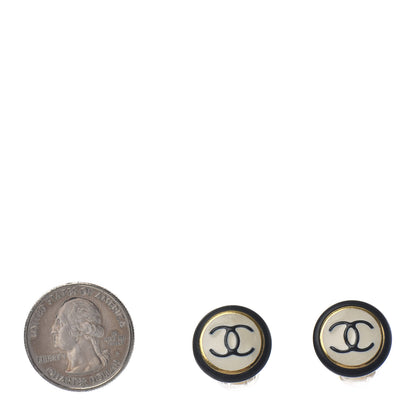 Chanel Resin CC Clip On Earrings Black White 2 of 4