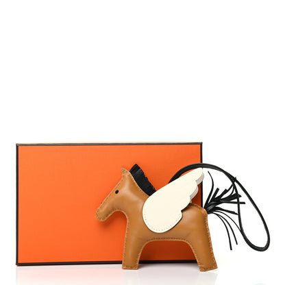 Hermes Milo Lambskin Grigri Rodeo Pegase Horse Bag Charm MM Sesame Black Nata 5 of 5