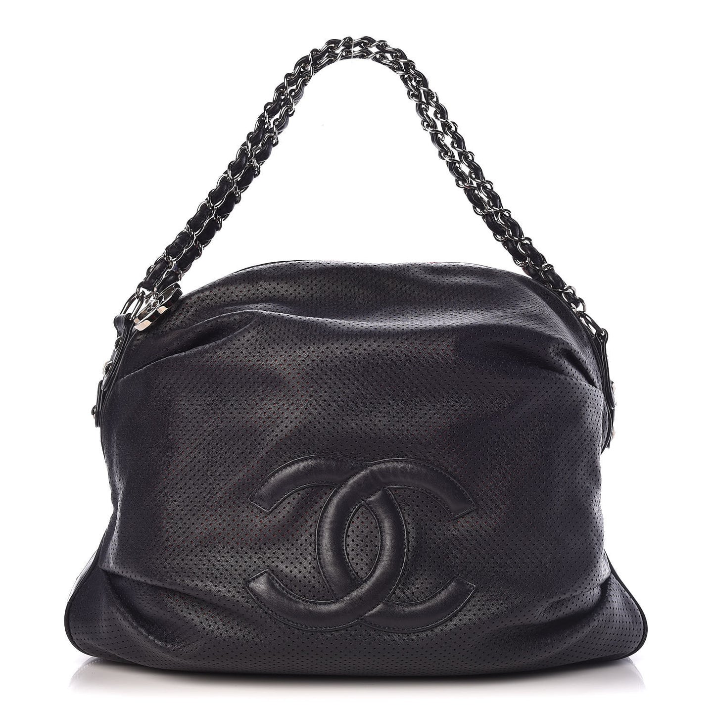Lambskin Perforated Baseball Spirit Ligne Bag Navy