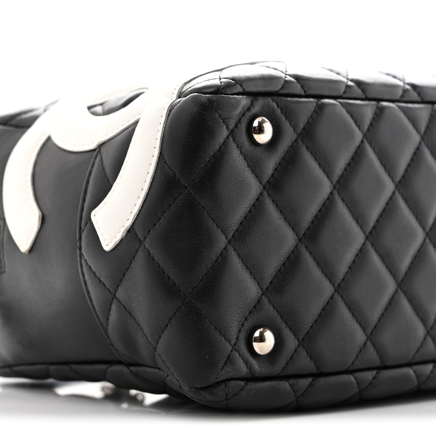 Chanel Calfskin Quilted Large Cambon Bowler Black White 9 of 13