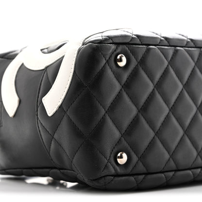 Chanel Calfskin Quilted Large Cambon Bowler Black White 9 of 13