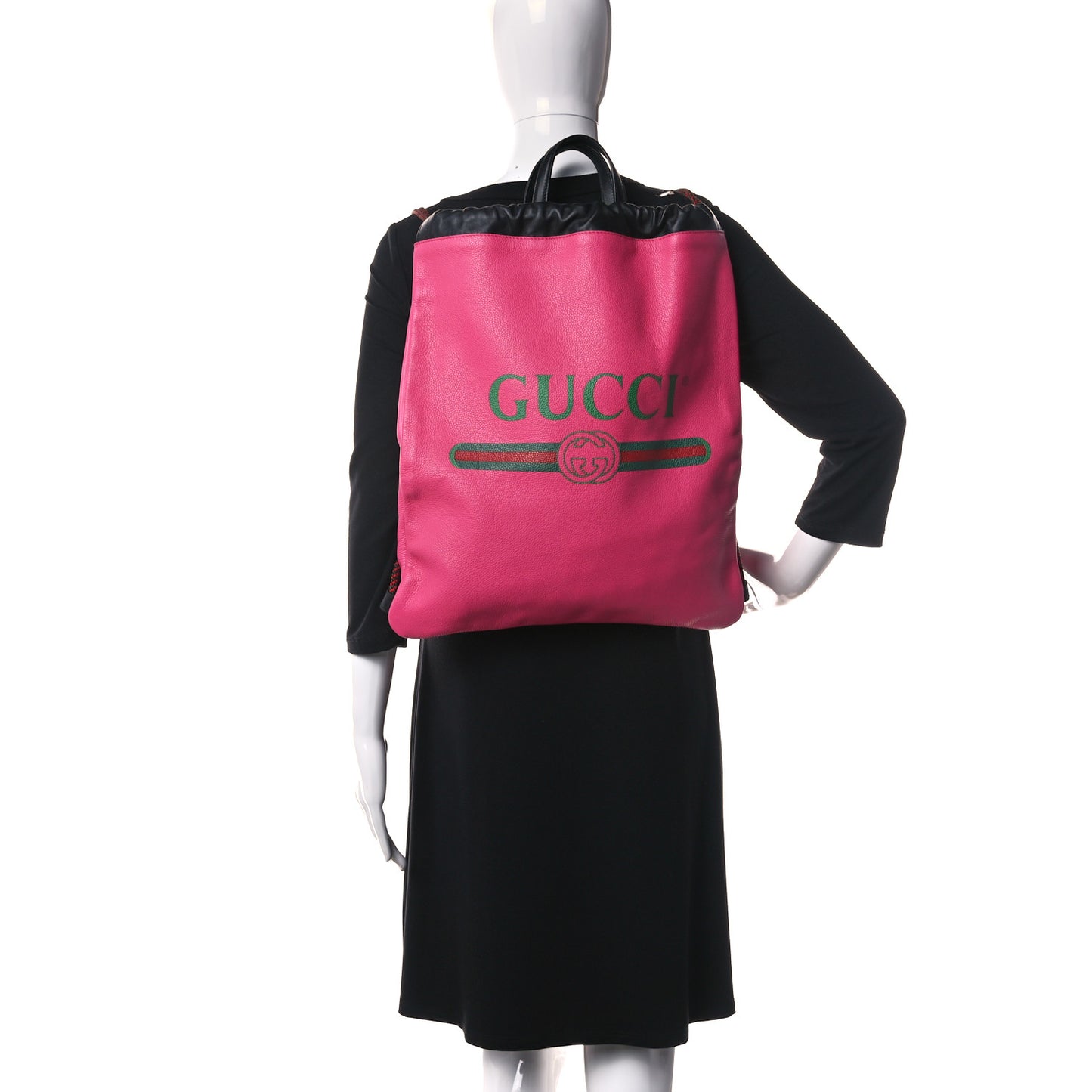 Grained Calfskin Logo Drawstring Backpack Box Pink Green Black