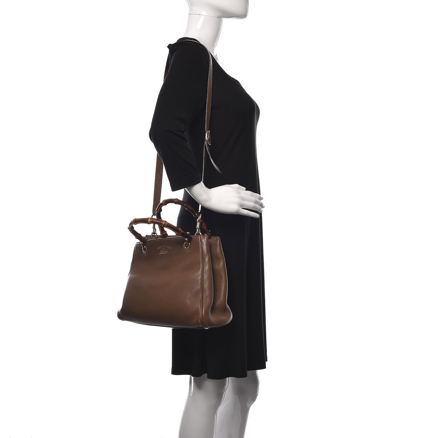 Calfskin Small Bamboo Shopper Tote Acero