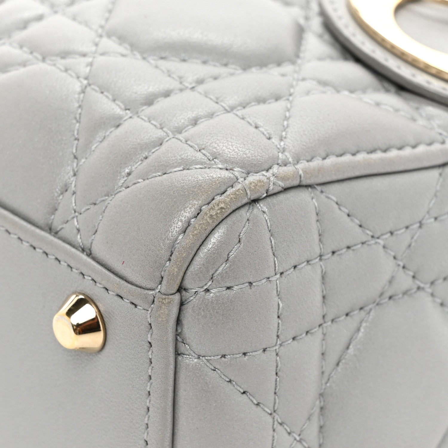 Christian Dior Metallic Lambskin Cannage Mini Lady Dior Grey 12 of 16
