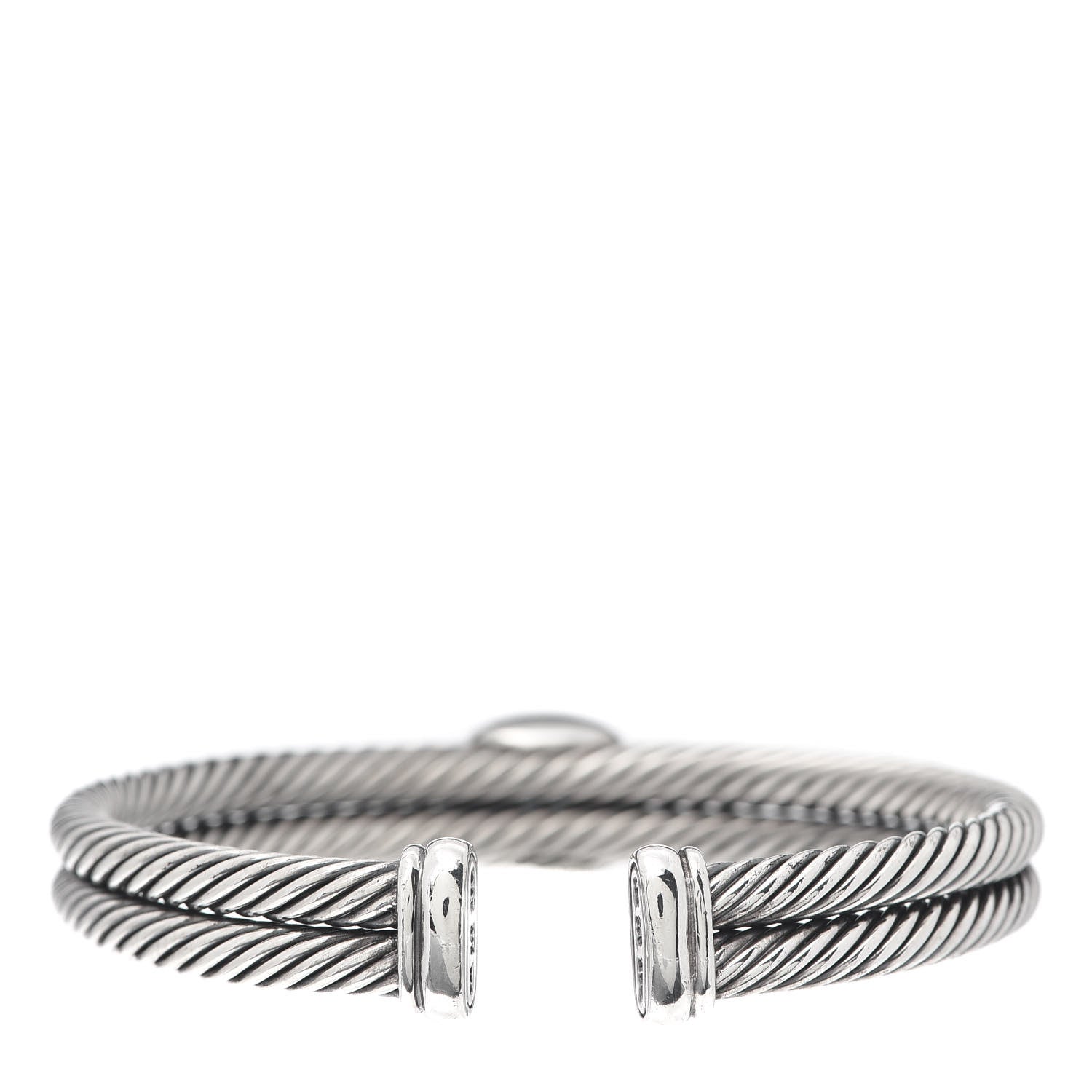 David Yurman Sterling Silver 18K Yellow Gold Blue Topaz Albion Double Cable Bracelet 3 of 5