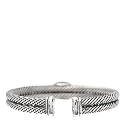 David Yurman Sterling Silver 18K Yellow Gold Blue Topaz Albion Double Cable Bracelet 3 of 5