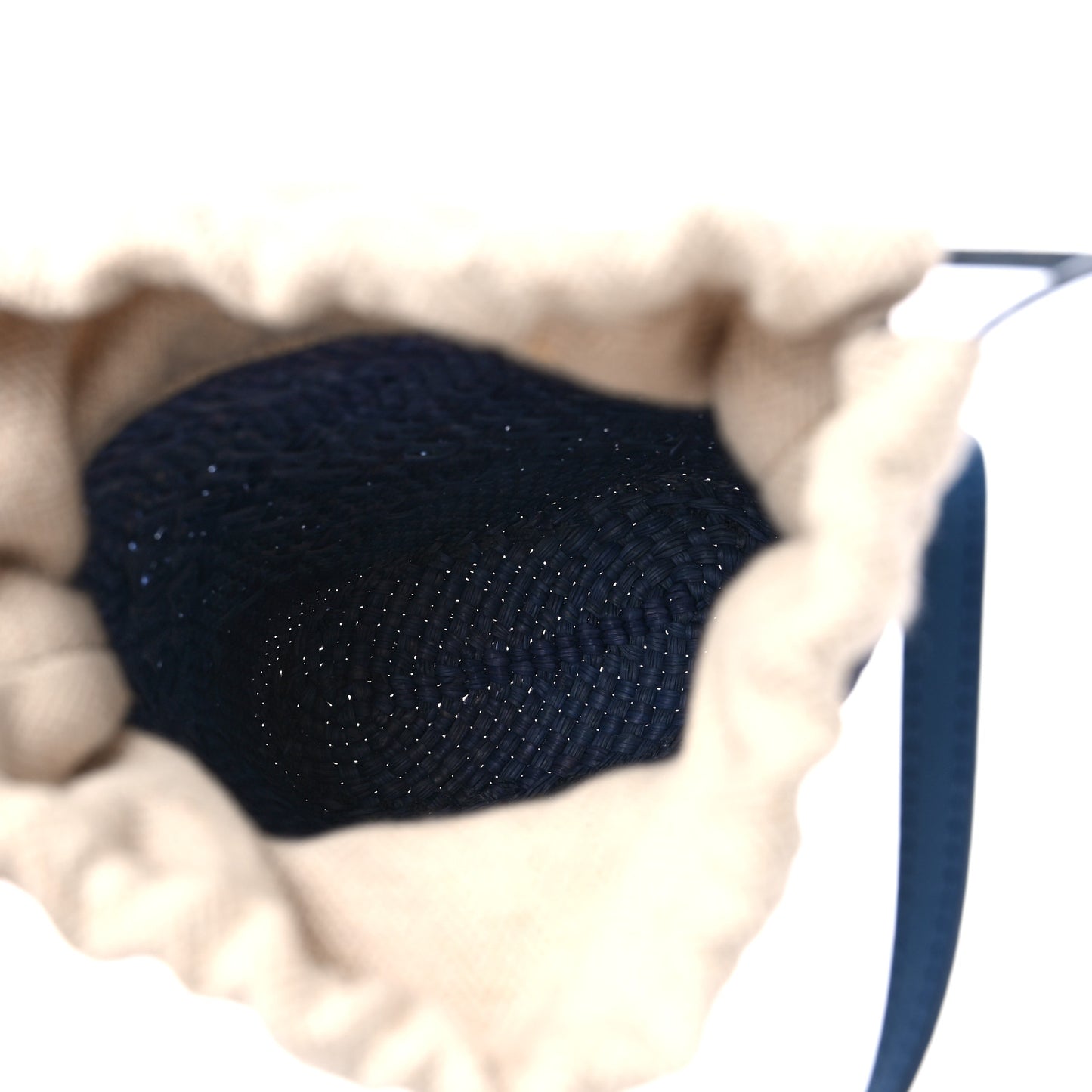 Calfskin Raffia Paulas Ibiza Square Bucket Bag Blue