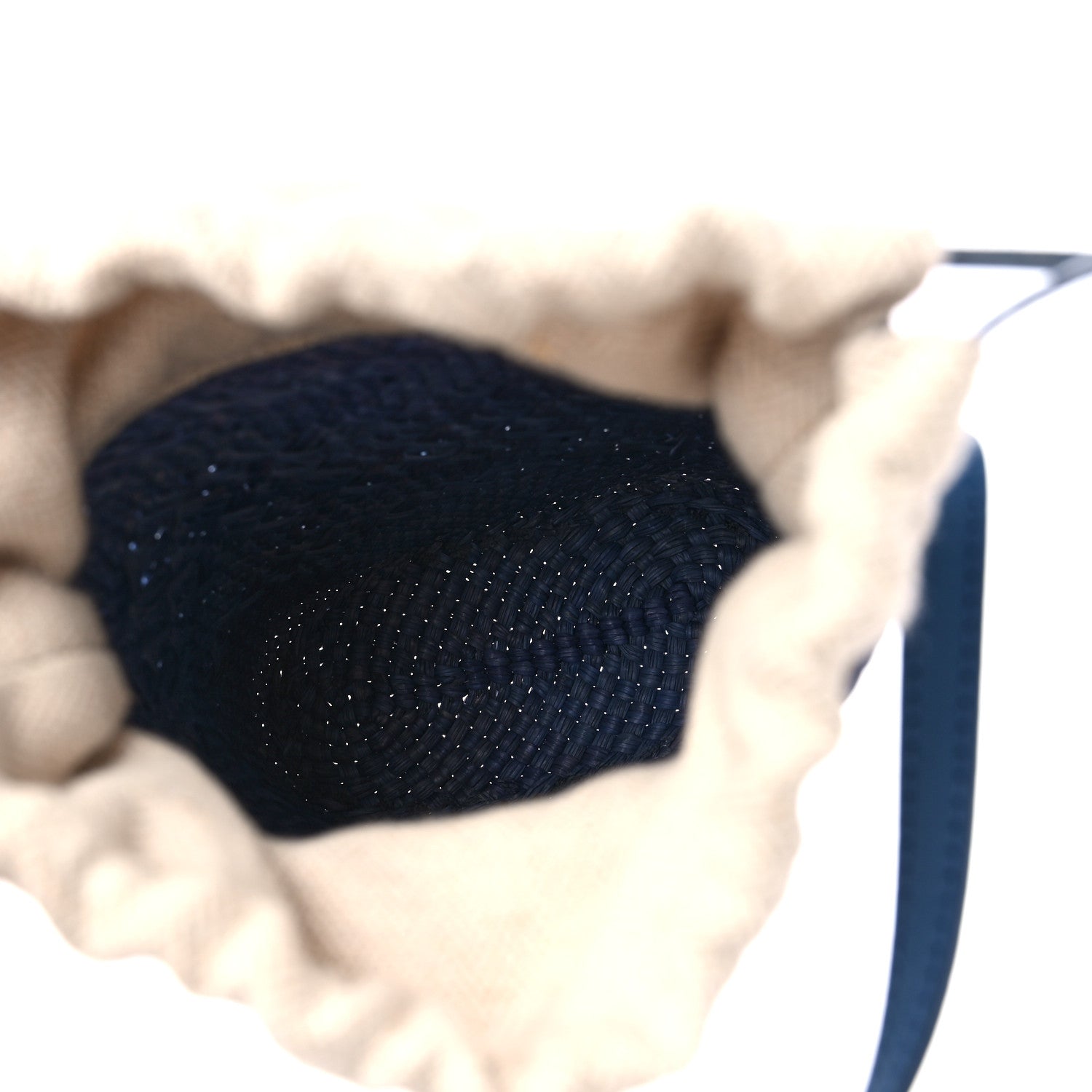 Loewe Calfskin Raffia Paulas Ibiza Square Bucket Bag Blue 5 of 9