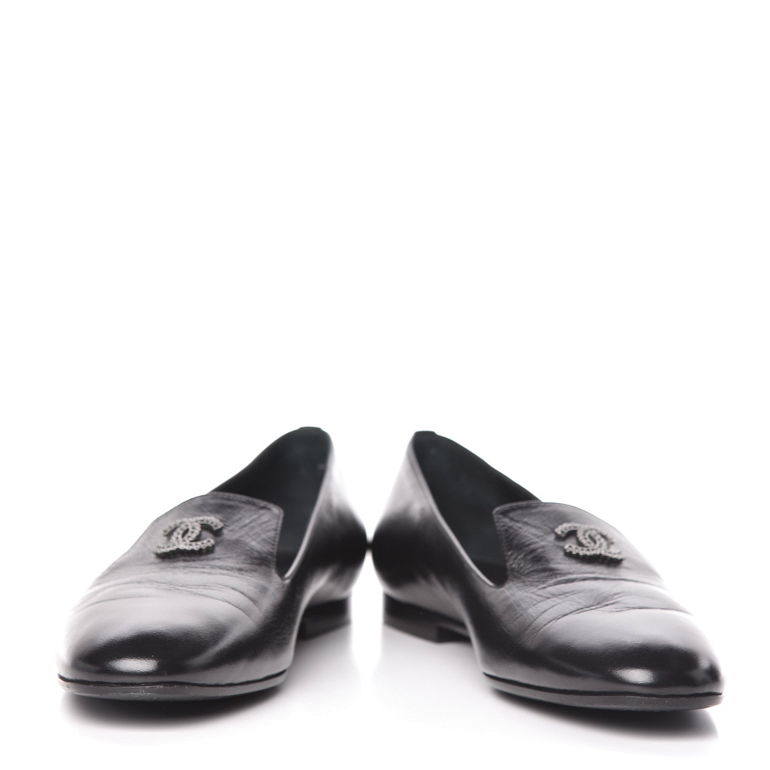 Chanel Lambskin CC Mocassin Loafers 37.5 Black 5 of 14