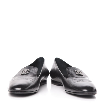 Chanel Lambskin CC Mocassin Loafers 37.5 Black 5 of 14